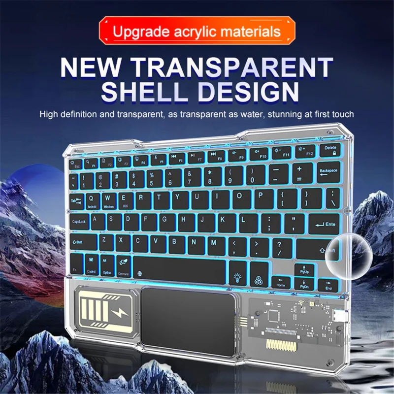 KB-333 78-Key Transparent Bluetooth-compatible Keyboard with Colorful Backlight for Android / Windows / iOS - White