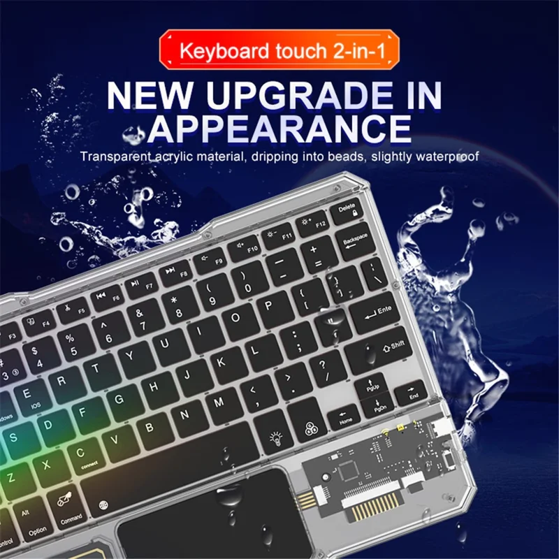 KB-333 78-Key Transparent Bluetooth-compatible Keyboard with Colorful Backlight for Android / Windows / iOS - White