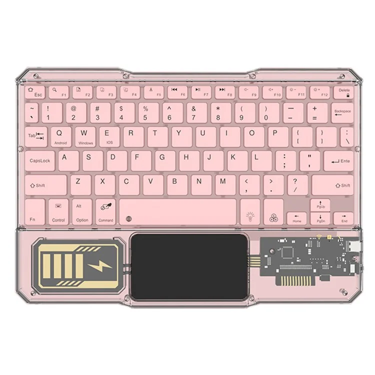 KB-333 78-Key Transparent Bluetooth-compatible Keyboard with Colorful Backlight for Android / Windows / iOS - Pink