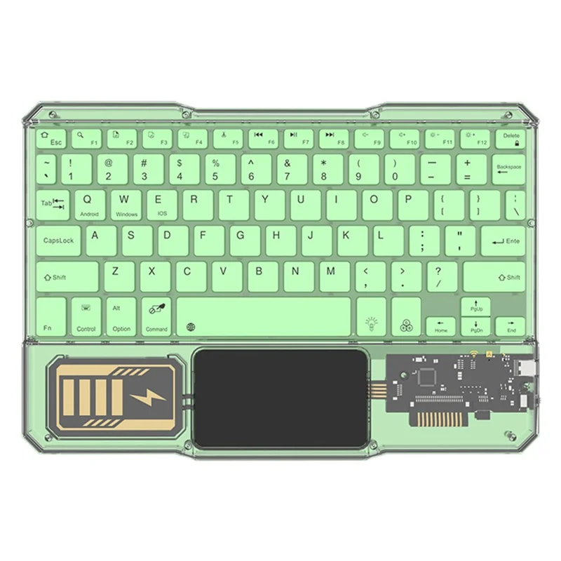 KB-333 78-Key Transparent Bluetooth-compatible Keyboard with Colorful Backlight for Android / Windows / iOS - Light Green