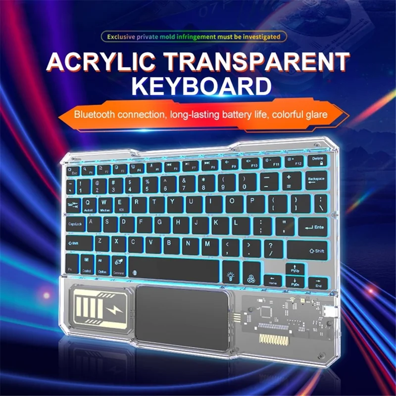 KB-333 78-Key Transparent Bluetooth-compatible Keyboard with Colorful Backlight for Android / Windows / iOS - Light Green