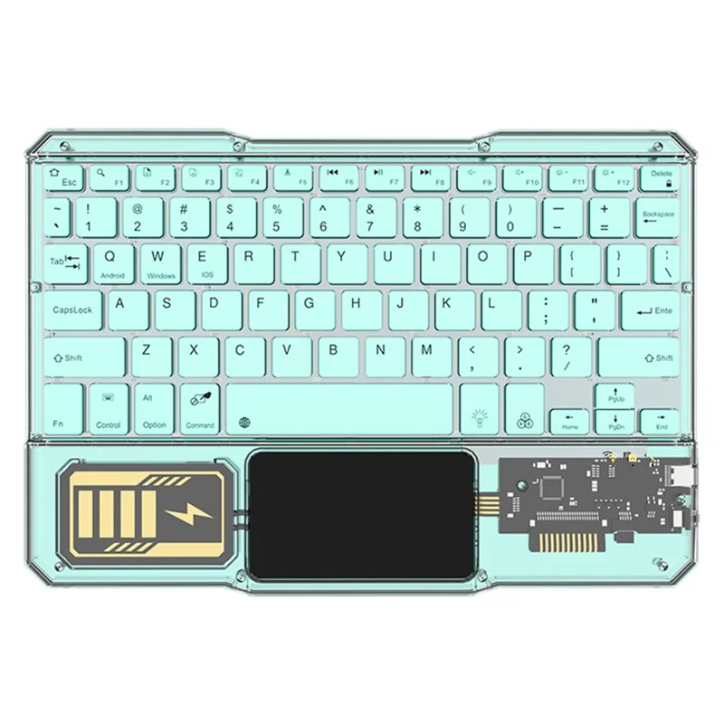 KB-333 78-Key Transparent Bluetooth-compatible Keyboard with Colorful Backlight for Android / Windows / iOS - Sky Blue