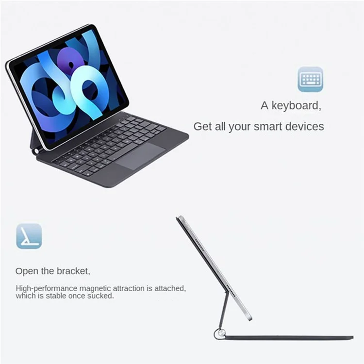 X7 For iPad Pro 11 (2024) M4 Magnetic Suspension Bluetooth-compatible Keyboard Leather Case with Backlight - Black