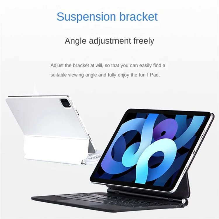 X7 For iPad Pro 11 (2024) M4 Magnetic Suspension Bluetooth-compatible Keyboard Leather Case with Backlight - Black