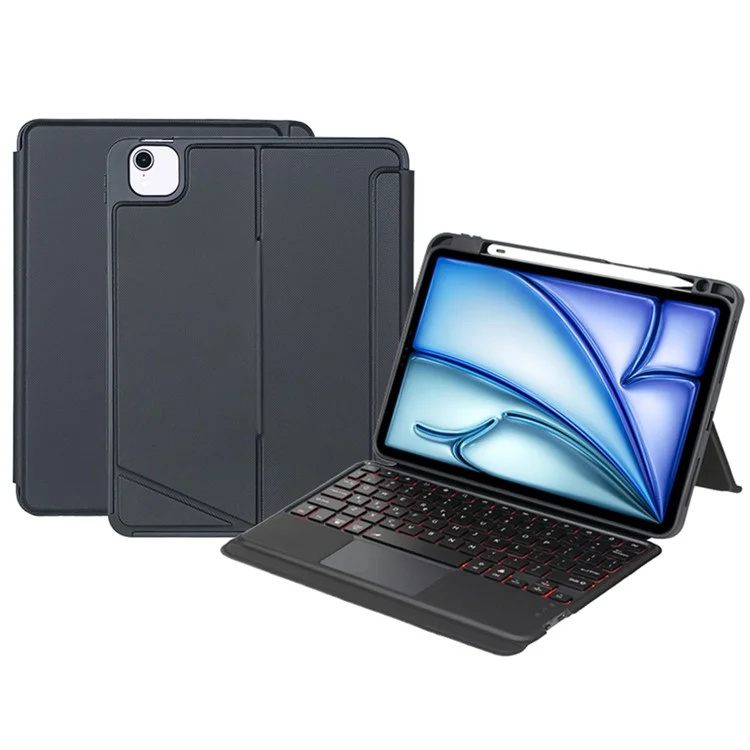 T11B-AS per iPad Air 11 (2024) / Air (2022) / (2020) / Pro 11 (2022) / (2021) / (2020) / (2018) Custodia in pelle per tablet con supporto e tastiera con retroilluminazione Bluetooth