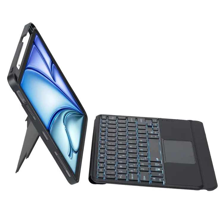 T11B-AS per iPad Air 11 (2024) / Air (2022) / (2020) / Pro 11 (2022) / (2021) / (2020) / (2018) Custodia in pelle per tablet con supporto e tastiera con retroilluminazione Bluetooth