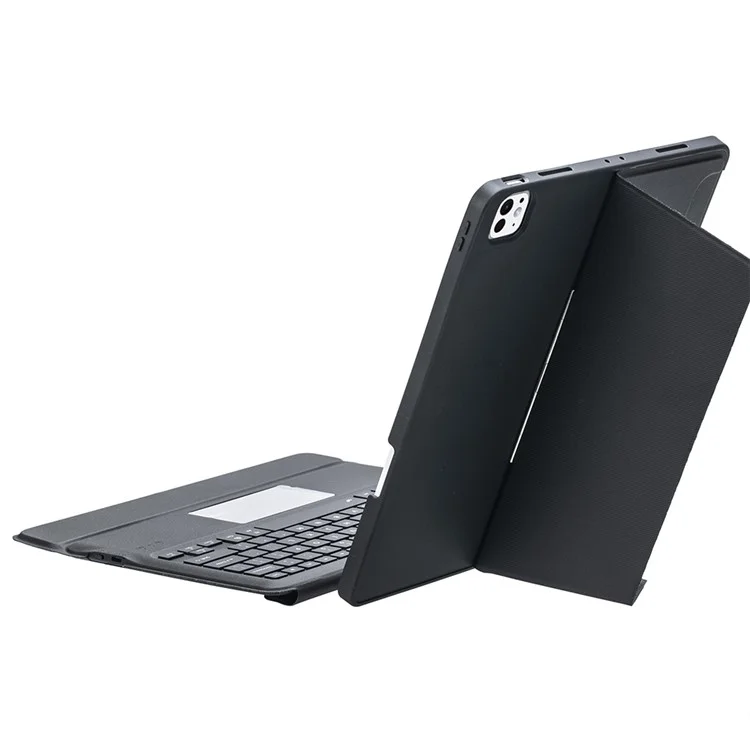 T14B-AS для iPad Pro 13 (2024) Ротационный стержневой стенд Кожаный защитный чехол + Подсвечиваемая сенсорная Bluetooth-клавиатура