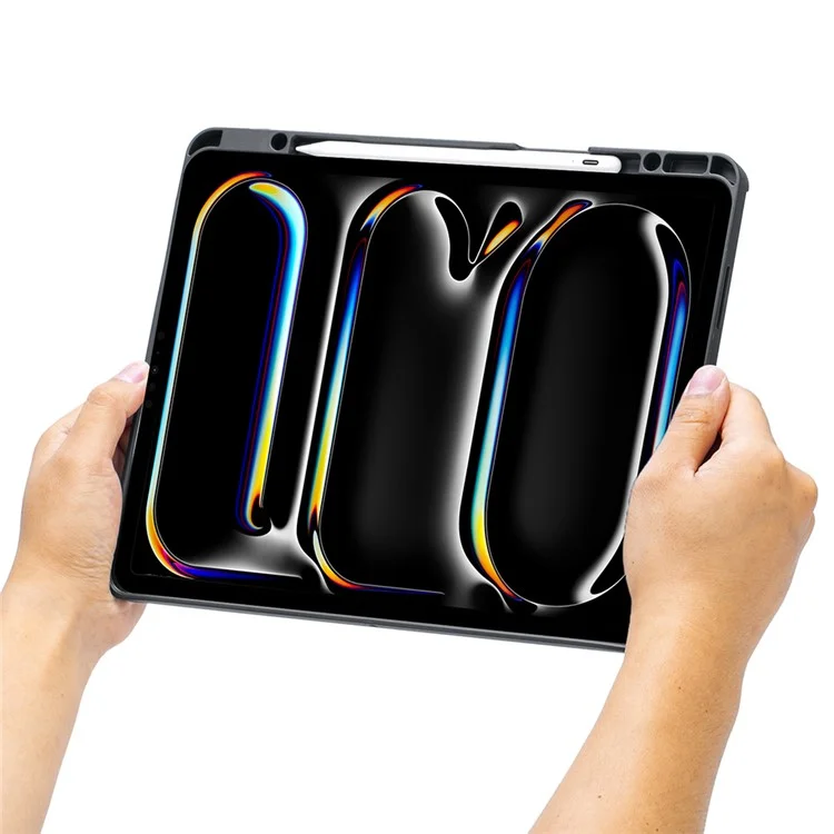 T14B-AS для iPad Pro 13 (2024) Ротационный стержневой стенд Кожаный защитный чехол + Подсвечиваемая сенсорная Bluetooth-клавиатура