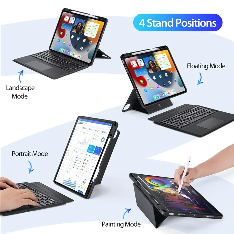 DUX DUCIS para iPad Air 13 (2024) / iPad Pro 12.9 pulgadas (2018) / (2020) / (2021) / (2022) Funda con teclado Bluetooth desmontable