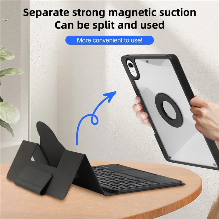 TP-5011D Für iPad Air 11 (2024) / iPad Air (2020) / (2022) Magnetisch abtrennbare Bluetooth-Tastatur PU-Leder-Hülle mit RGB-Hintergrundbeleuchtung