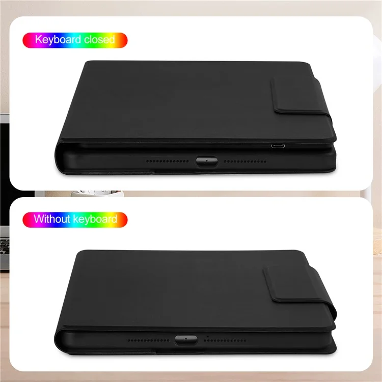 TP-5011D Für iPad Air 11 (2024) / iPad Air (2020) / (2022) Magnetisch abtrennbare Bluetooth-Tastatur PU-Leder-Hülle mit RGB-Hintergrundbeleuchtung