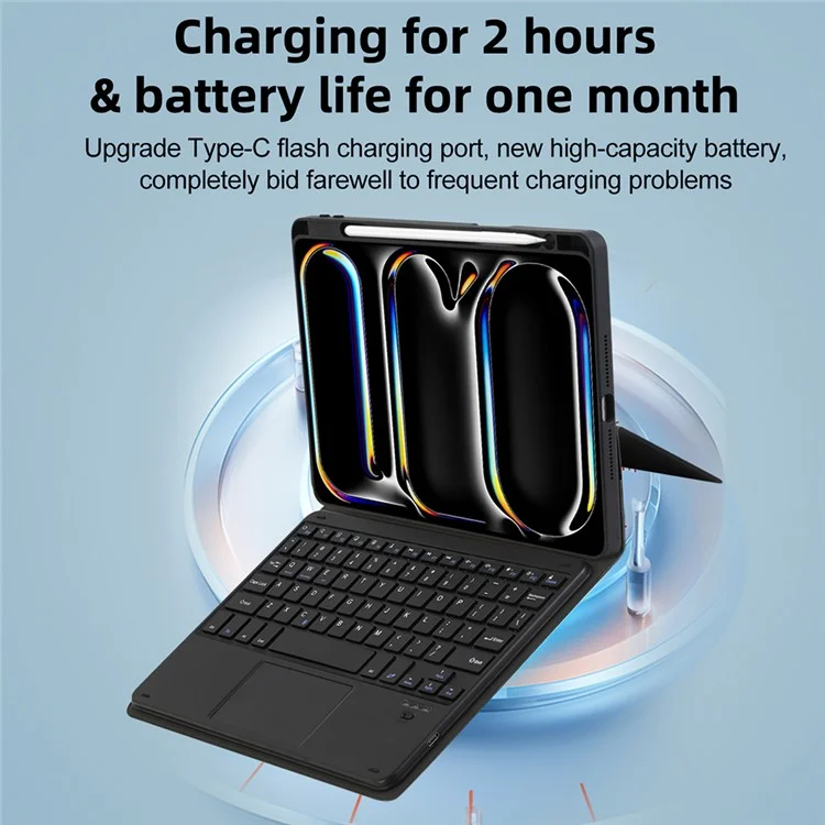 TP-5109 Für iPad Air 11 (2024) / iPad Air (2020) / (2022) Magnetisches abnehmbares Bluetooth-Tastatur mit PU-Lederständer