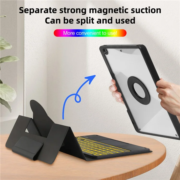 TP-5102D Für iPad 10.2 (2021) / (2020) / (2019) Magnetische abnehmbare Bluetooth-Tastatur PU-Lederetui mit RGB-Hintergrundbeleuchtung