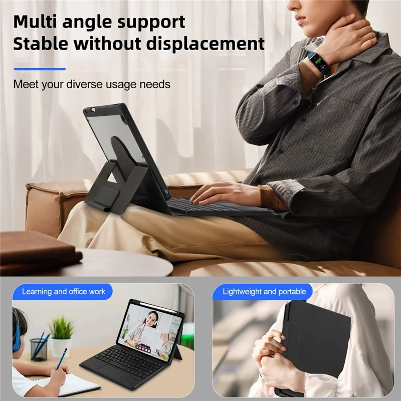TP-5102 do iPad 10,2 (2021) / (2020) / (2019) klawiatura Bluetooth z magnetycznym systemem odkładanym z etui typu folio z syntetycznej skóry PU