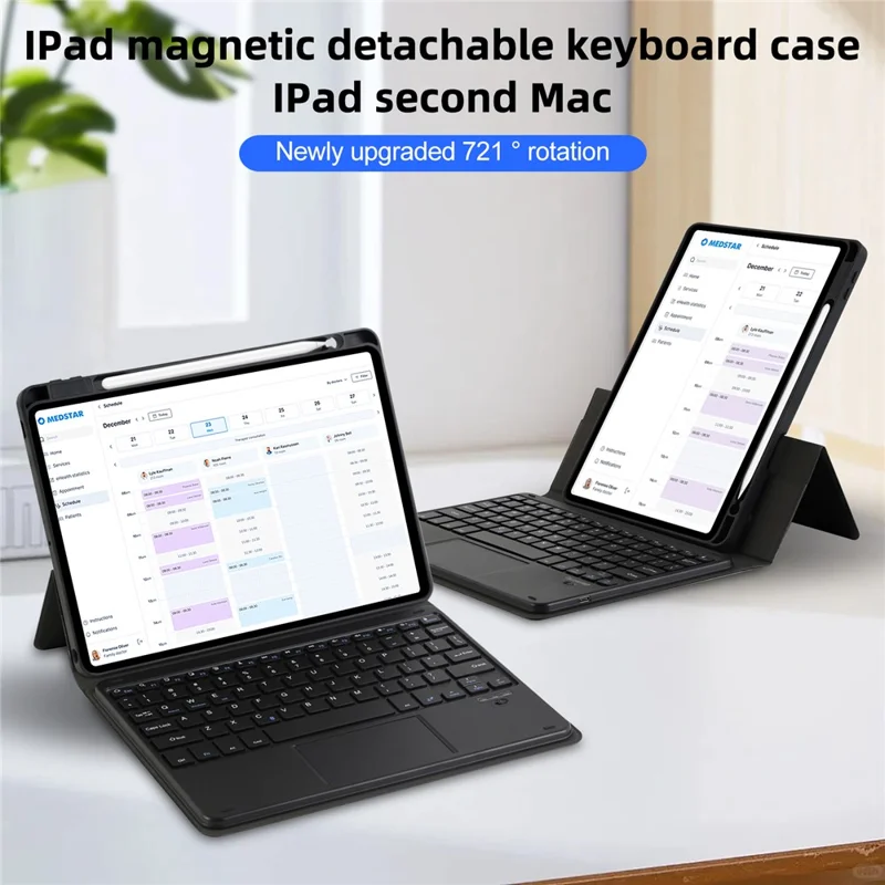 TP-5102 do iPad 10,2 (2021) / (2020) / (2019) klawiatura Bluetooth z magnetycznym systemem odkładanym z etui typu folio z syntetycznej skóry PU