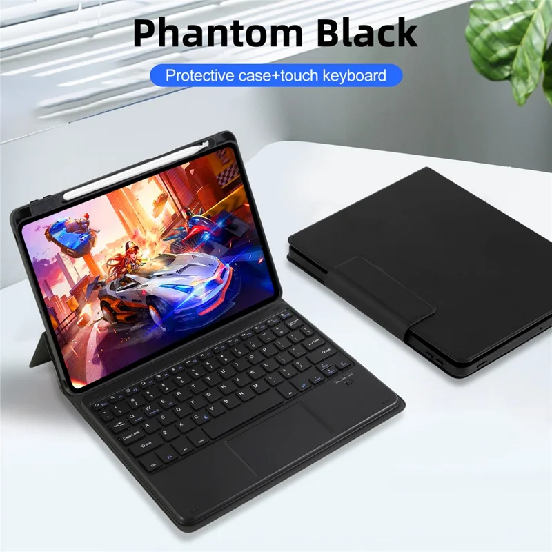 TP-5102 do iPad 10,2 (2021) / (2020) / (2019) klawiatura Bluetooth z magnetycznym systemem odkładanym z etui typu folio z syntetycznej skóry PU