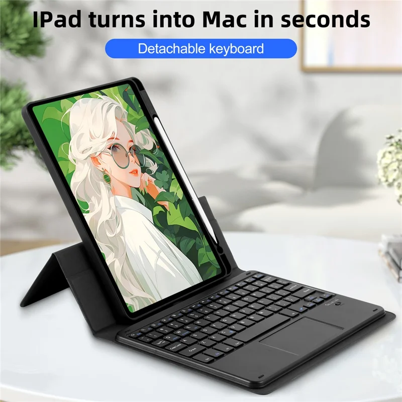 TP-5102 do iPad 10,2 (2021) / (2020) / (2019) klawiatura Bluetooth z magnetycznym systemem odkładanym z etui typu folio z syntetycznej skóry PU