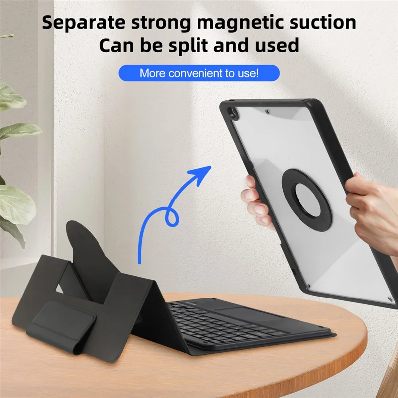 TP-5102 do iPad 10,2 (2021) / (2020) / (2019) klawiatura Bluetooth z magnetycznym systemem odkładanym z etui typu folio z syntetycznej skóry PU