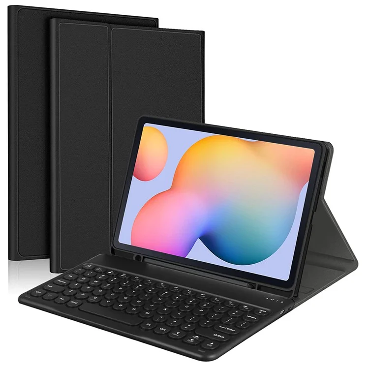 For Samsung Galaxy  Tab S7 (T870 / T875 / T878) / Tab S8 (SM-X700 / X706) Detachable Bluetooth-compatible Keyboard Cover with S Pen Holder - Black