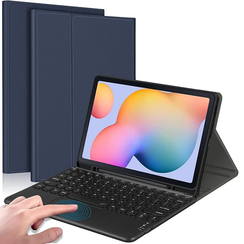 For Samsung Galaxy Tab A8 10.5 (2022) Detachable Bluetooth-compatible Touchpad Keyboard Cover with S Pen Holder - Blue