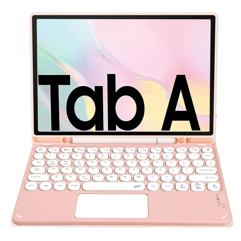 For Samsung Galaxy Tab A7 10.4 (2020) Detachable Bluetooth-compatible Touchpad Keyboard Cover with S Pen Holder - Pink