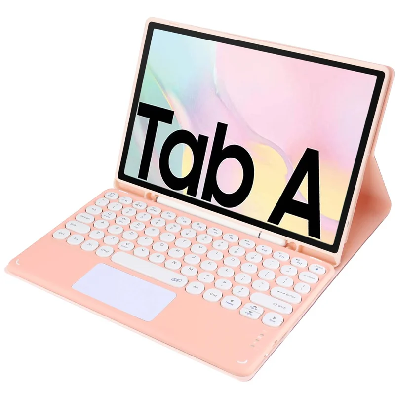 For Samsung Galaxy Tab A7 10.4 (2020) Detachable Bluetooth-compatible Touchpad Keyboard Cover with S Pen Holder - Pink