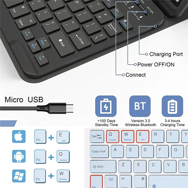 SK-X215 For Samsung Galaxy Tab A9+ Split Bluetooth-compatible Keyboard Leather Case + Dual Mode Mouse Set - Black