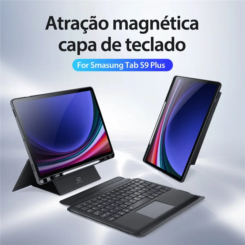 DUX DUCIS DK Series for Samsung Galaxy Tab S10+ / S9+ / S9 FE+ 7-Color Backlight Portuguese Keyboard with Leather Cover