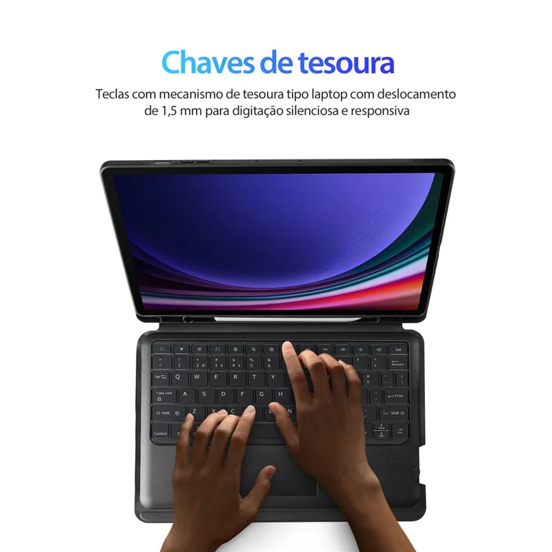 DUX DUCIS DK Series for Samsung Galaxy Tab S10+ / S9+ / S9 FE+ 7-Color Backlight Portuguese Keyboard with Leather Cover