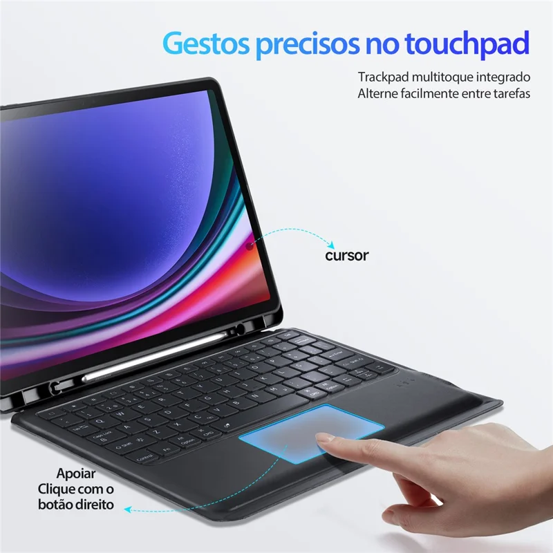 DUX DUCIS DK Series for Samsung Galaxy Tab S10+ / S9+ / S9 FE+ 7-Color Backlight Portuguese Keyboard with Leather Cover