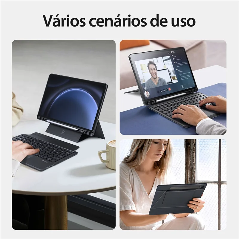 DUX DUCIS DK Series per Samsung Galaxy Tab S9 FE Tastiera portoghese con supporto in pelle PU Tablet Case