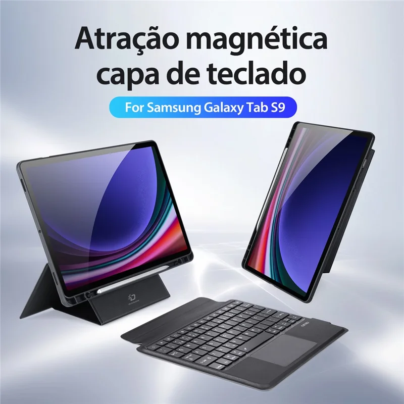DUX DUCIS DK Series for Samsung Galaxy Tab S10 FE / S9 FE / S9 Backlight Portuguese Keyboard with Stand Leather Tablet Cover