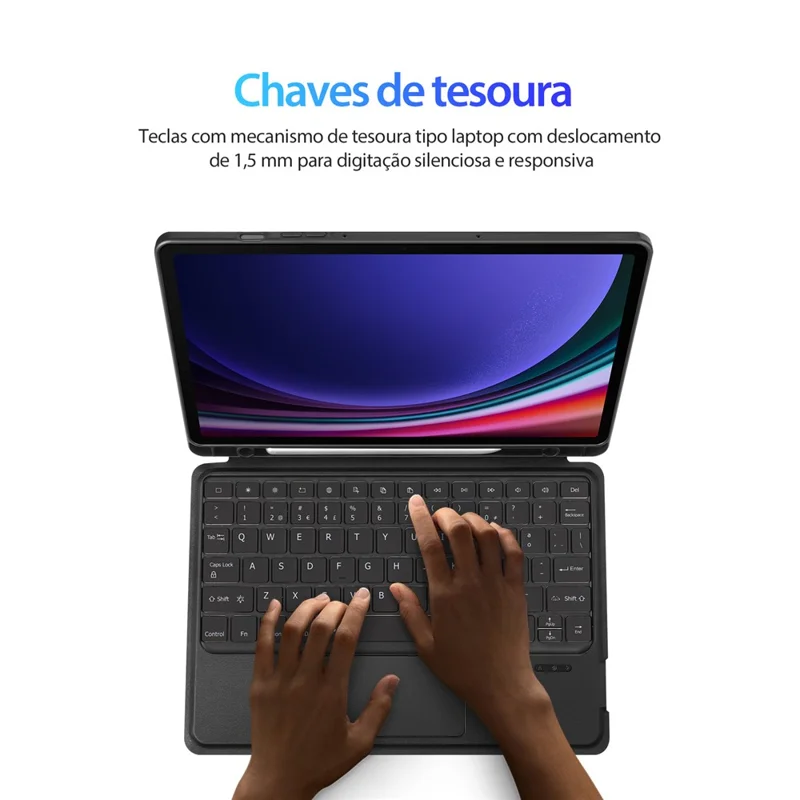 DUX DUCIS DK Series for Samsung Galaxy Tab S10 FE / S9 FE / S9 Backlight Portuguese Keyboard with Stand Leather Tablet Cover