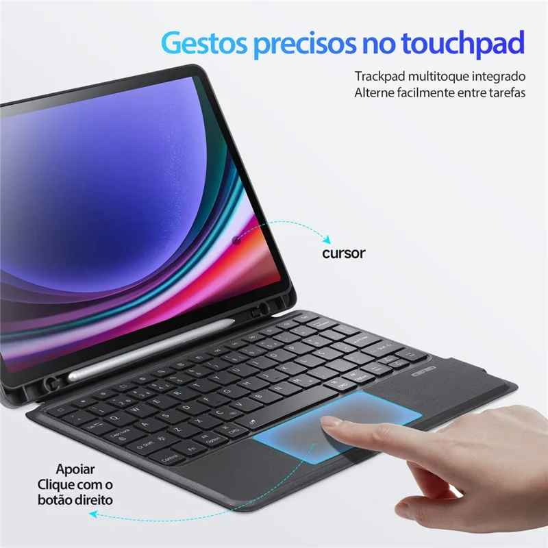 DUX DUCIS DK Series for Samsung Galaxy Tab S10 FE / S9 FE / S9 Backlight Portuguese Keyboard with Stand Leather Tablet Cover