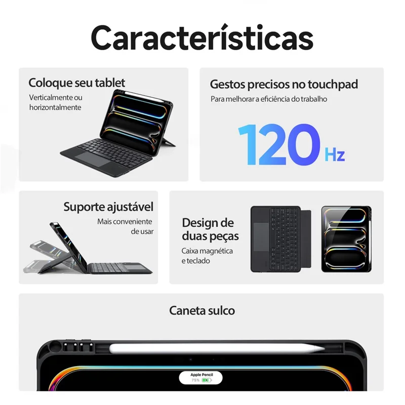 DUX DUCIS DK Series for iPad Pro 11 (2025) / 11 (2024) Detachable Bluetooth-compatible Portuguese Keyboard with PU Leather Case