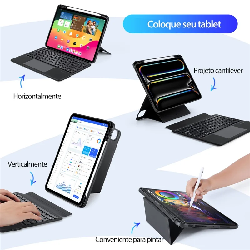 DUX DUCIS DK Series for iPad Pro 11 (2025) / 11 (2024) Detachable Bluetooth-compatible Portuguese Keyboard with PU Leather Case