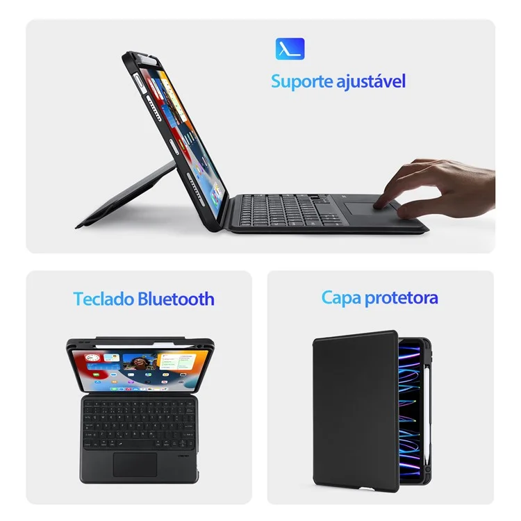 DUX DUCIS DK Series for iPad Air 11 (2025) / (2024) / Air (2022) / (2020) / Pro 11 (2022) / (2021) / (2020) / (2018) Portuguese Keyboard Leather Case