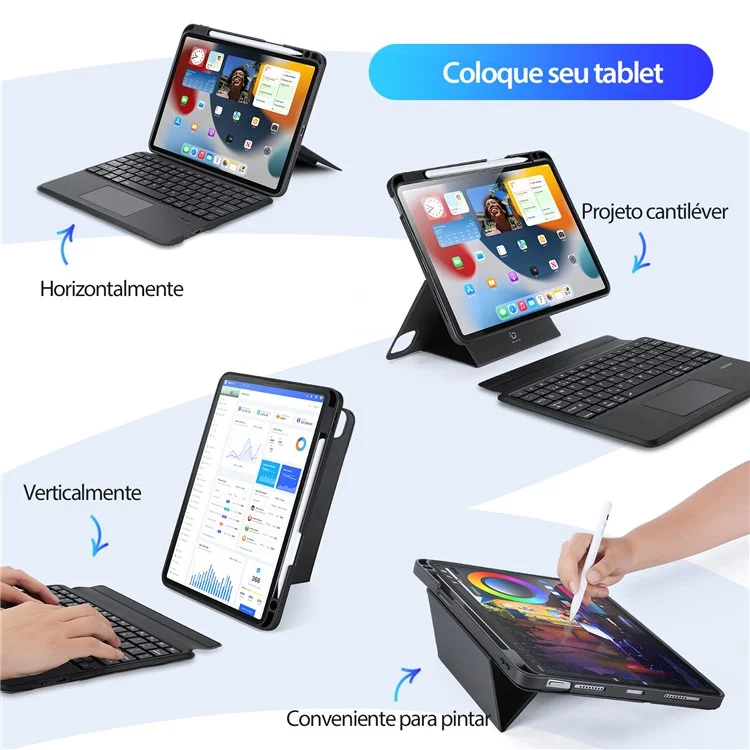 DUX DUCIS DK Series for iPad Air 11 (2025) / (2024) / Air (2022) / (2020) / Pro 11 (2022) / (2021) / (2020) / (2018) Portuguese Keyboard Leather Case
