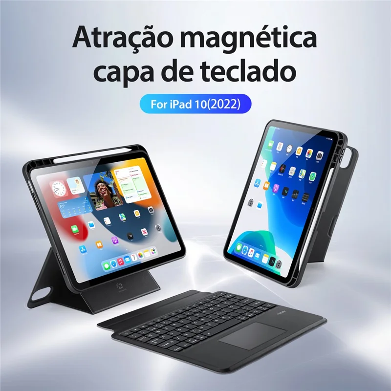 DUX DUCIS DK Series for iPad (2025) / 10.9 (2022) Trackpad Portuguese Keyboard with Leather Case Adjustable Stand