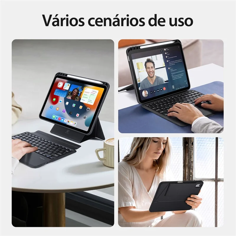 DUX DUCIS DK Series for iPad (2025) / 10.9 (2022) Trackpad Portuguese Keyboard with Leather Case Adjustable Stand