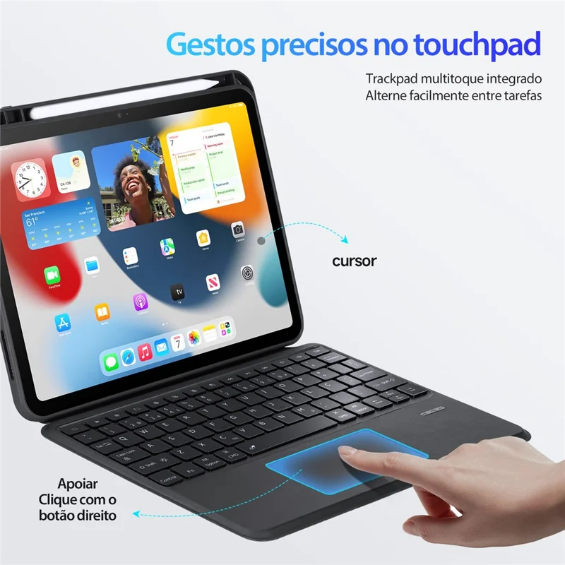 DUX DUCIS DK Series for iPad (2025) / 10.9 (2022) Trackpad Portuguese Keyboard with Leather Case Adjustable Stand