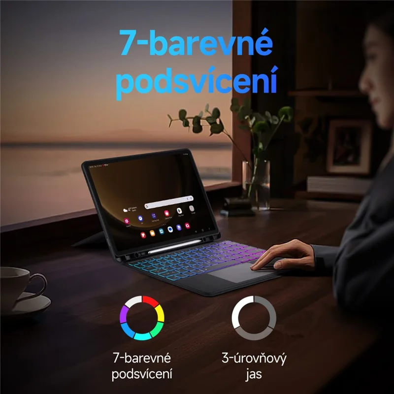 DUX DUCIS DK Series for Samsung Galaxy Tab S10+ / S9+ / S9 FE+ Bluetooth-compatible Keyboard (Czech) with Leather Tablet Cover