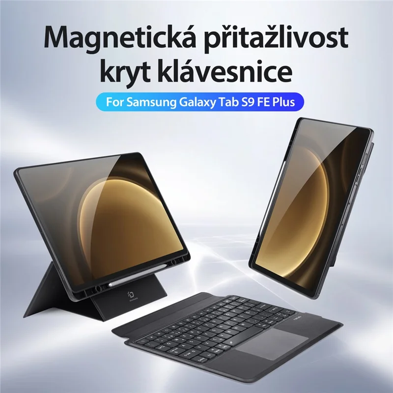 DUX DUCIS DK Series for Samsung Galaxy Tab S10+ / S9+ / S9 FE+ Bluetooth-compatible Keyboard (Czech) with Leather Tablet Cover