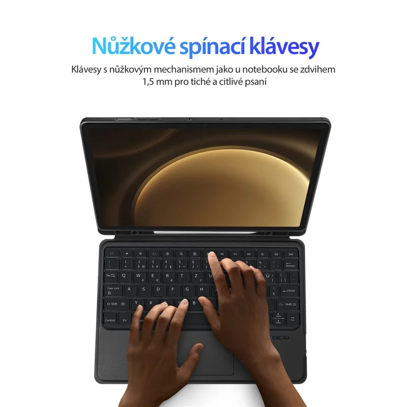DUX DUCIS DK Series for Samsung Galaxy Tab S10+ / S9+ / S9 FE+ Bluetooth-compatible Keyboard (Czech) with Leather Tablet Cover