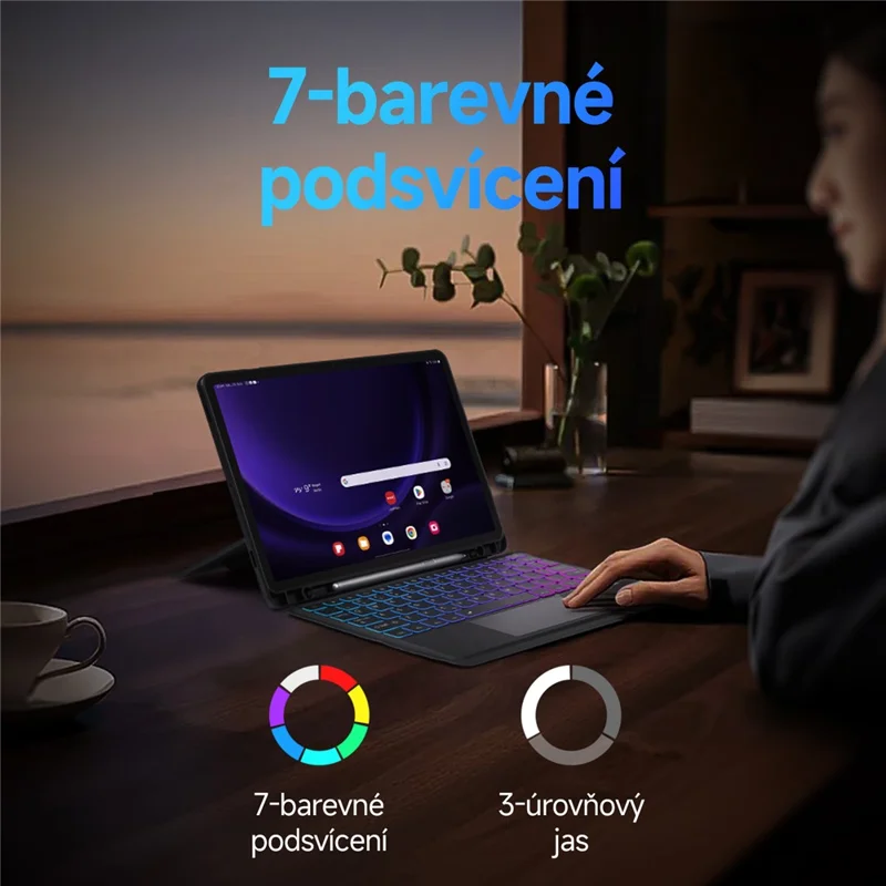 DUX DUCIS DK Series для Samsung Galaxy Tab S10+ / S9+ / S9 FE+ Трекпад Чешская клавиатура с Folio Leather Stand Cover