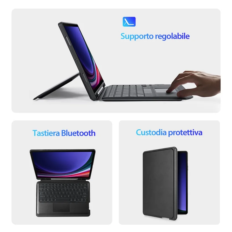 DUX DUCIS DK Series для Samsung Galaxy Tab S10+ / S9+ / S9 FE+ Трекпад Чешская клавиатура с Folio Leather Stand Cover