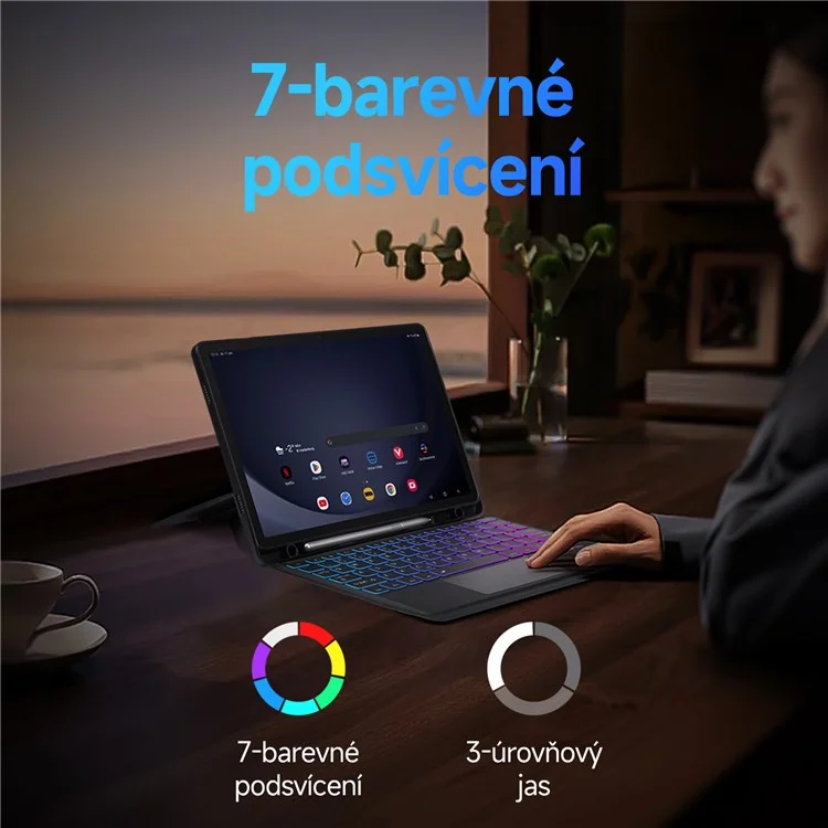 DUX DUCIS DK Series for Samsung Galaxy Tab A9+ Bluetooth-compatible Keyboard (Czech) with Leather Stand Case