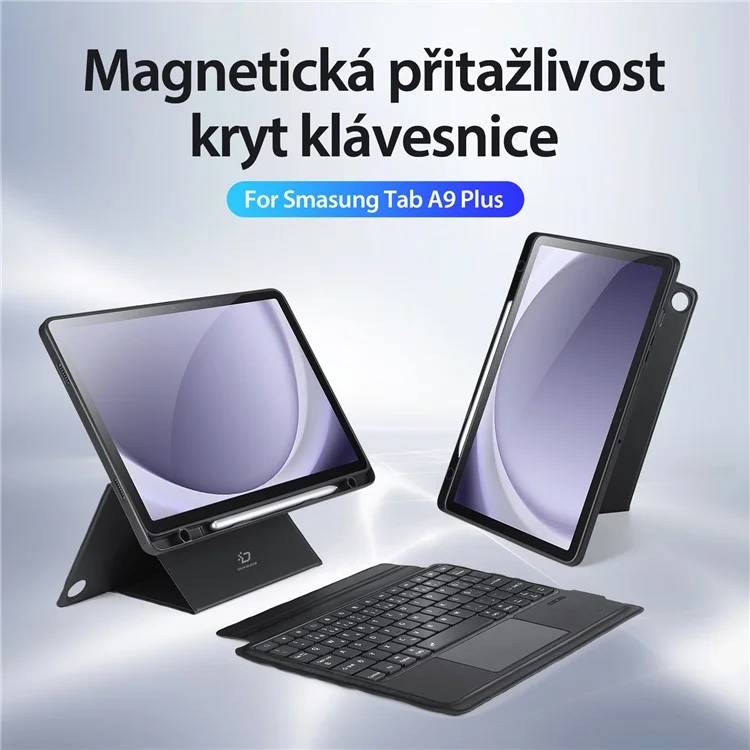 DUX DUCIS DK Series for Samsung Galaxy Tab A9+ Bluetooth-compatible Keyboard (Czech) with Leather Stand Case