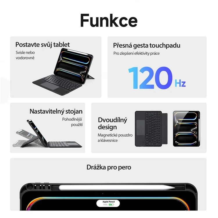 DUX DUCIS DK Series for iPad Pro 11 (2024) Magnetic Floating Detachable Keyboard (Checo) con Funda de Pie