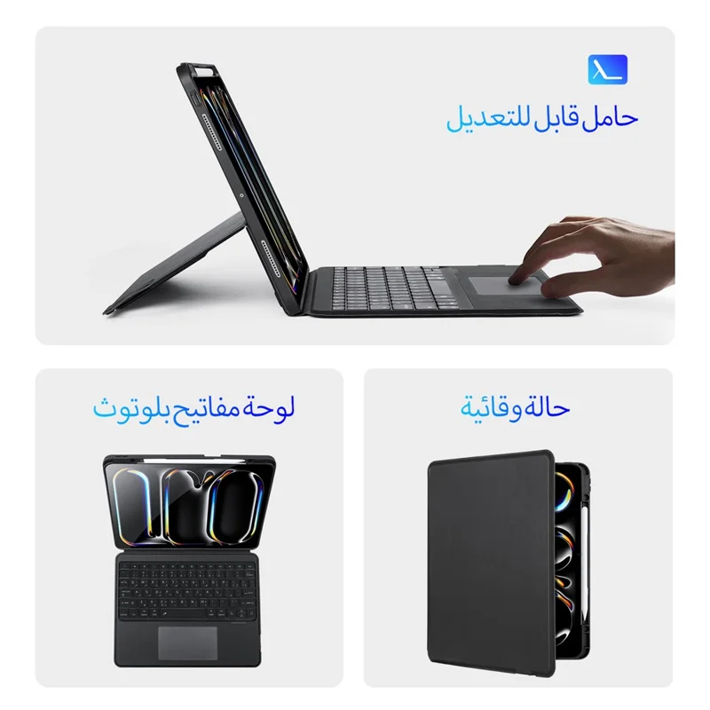 DUX DUCIS DK Series for iPad Pro 13 (2025) / 13 (2024) 7-Color Backlight Arabic Keyboard with Stand PU Leather Case